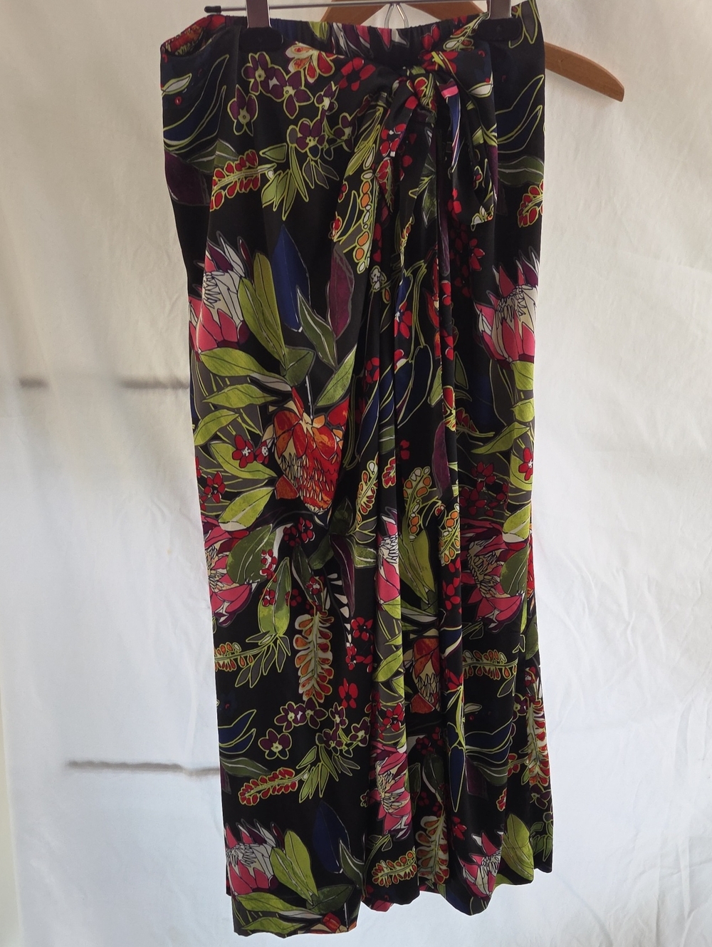 Chico's Black Maxi Skirt with Colorful Tropical Print